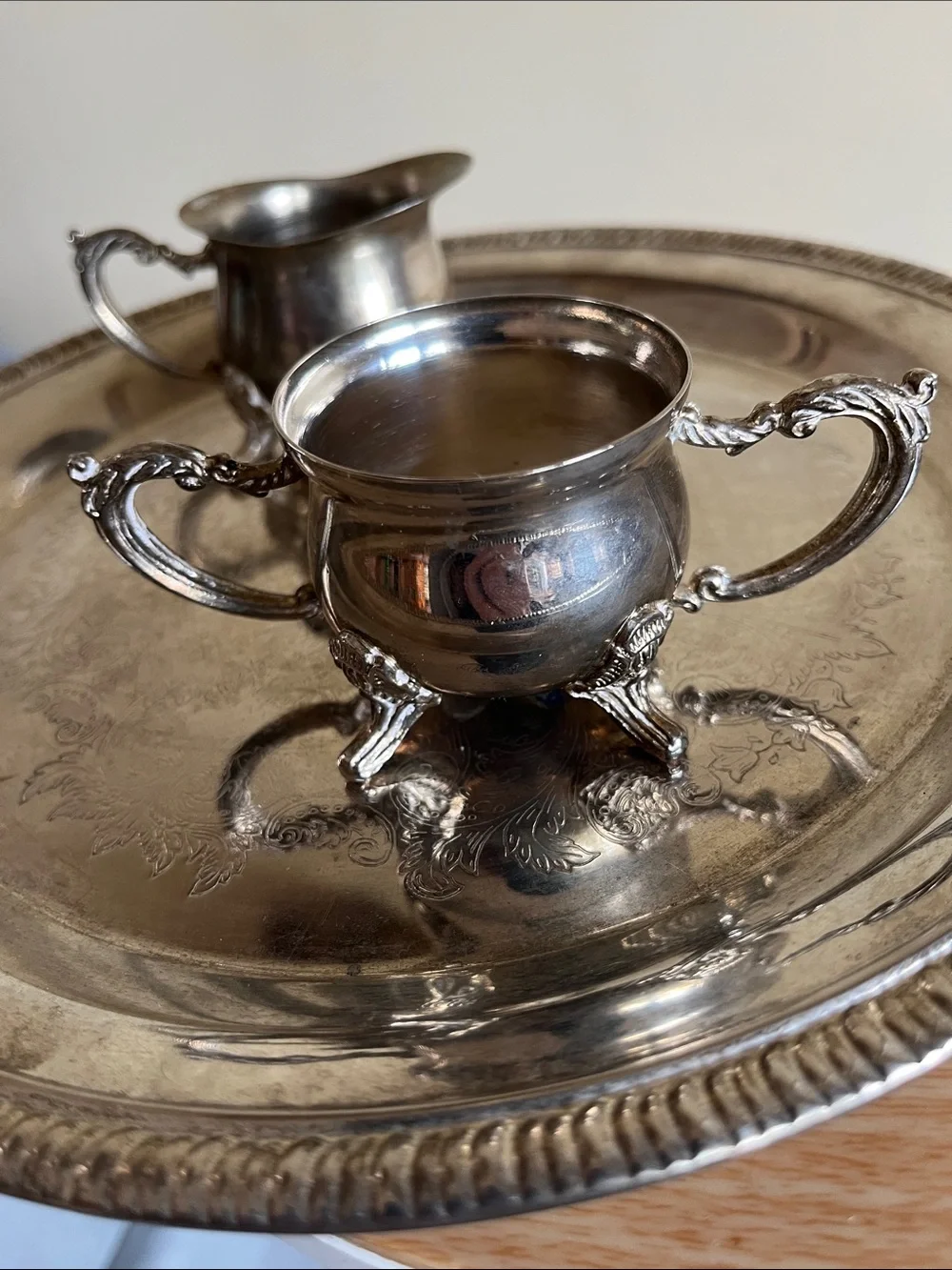 Silver plated Decorative Tea Set with Tray - Classic Serving Set